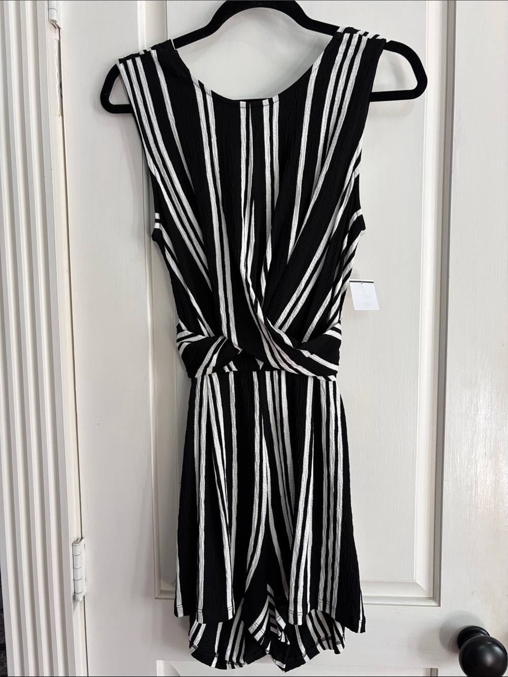 Striped Black and White Twist-Front Mini Dress/shorts